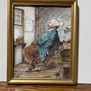 Framed Colored Pencil Art Print with Gold Frame “Facing the Enemy”